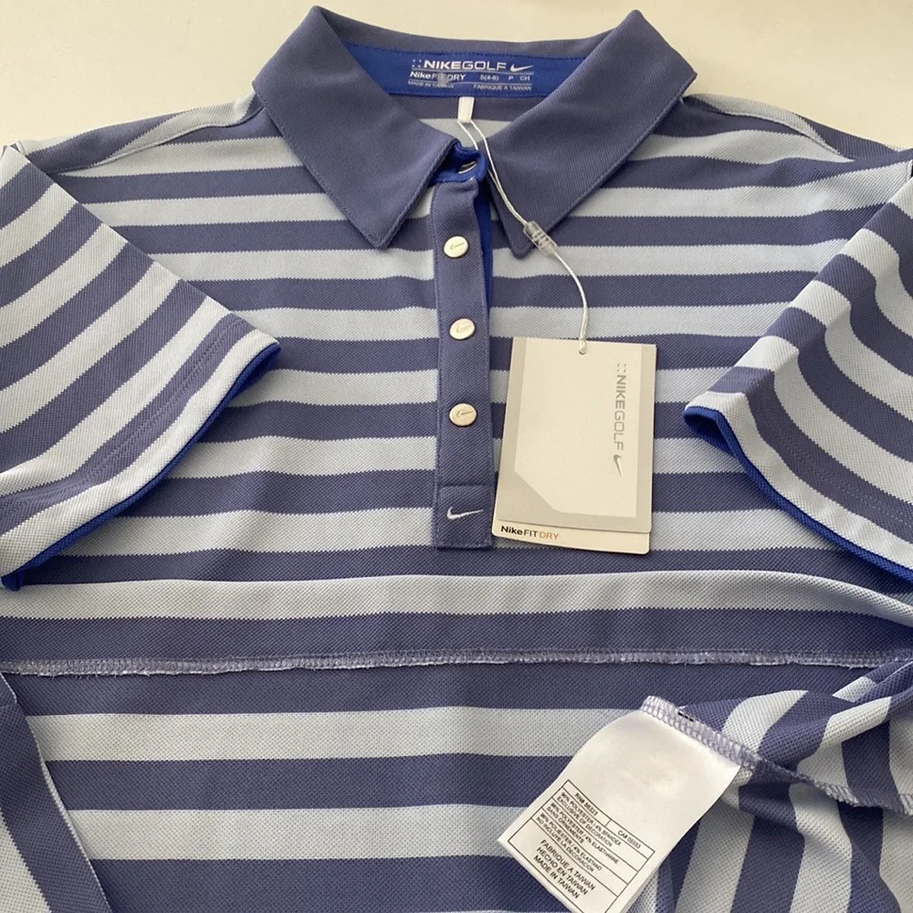 NWT NIKEGOLF FITDRY Polo Shirt Blue & Light Gray Stripes SZ S - Picture 4 of 4